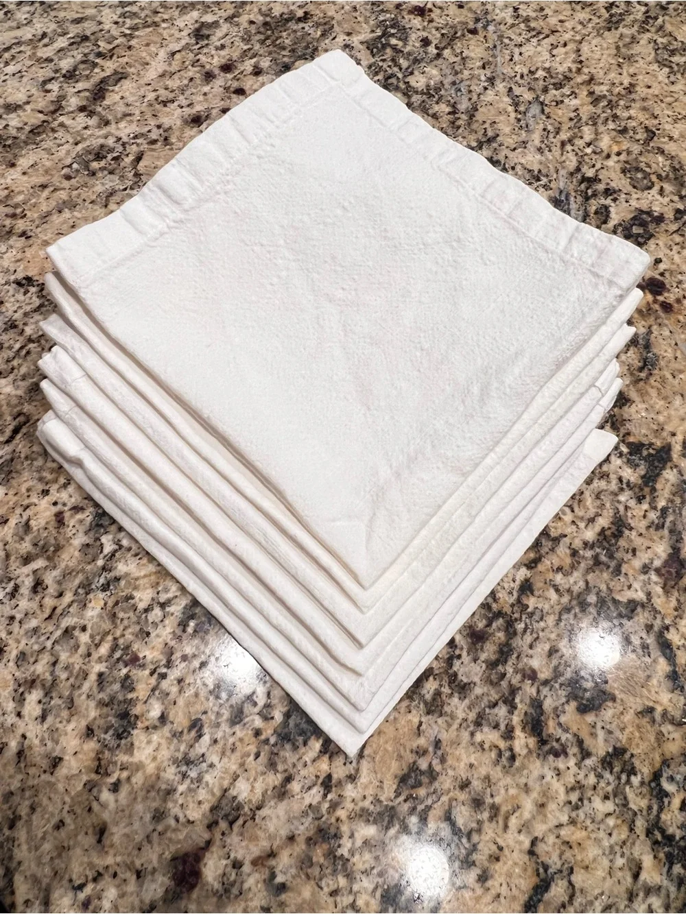 Pottery Barn Set of 6 Cotton Dinner Napkins 20x20 White Beige Farmhouse 1 Extra